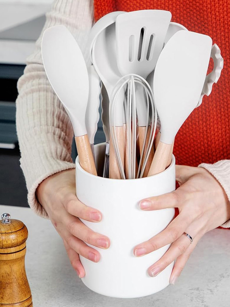 Home Cooking Supplies - 12Pcs Kitchen Utensil Set Heat-Resistant Cookware