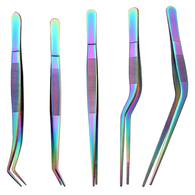 Home Cooking Utensil Set - 5Pcs Kitchen Culinary Plating Tweezers with