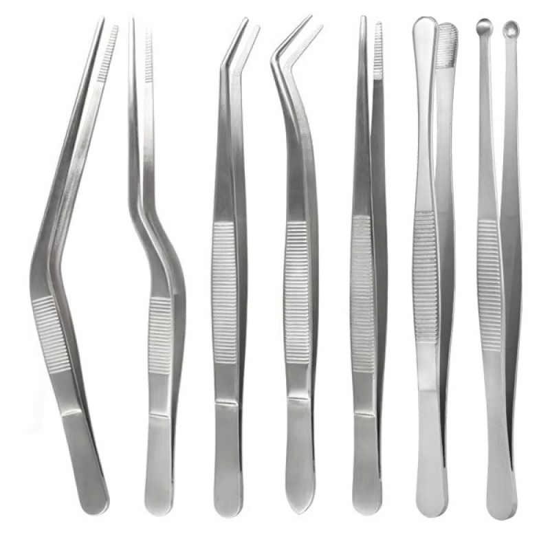 Home Cooking Utensil Set - Stainless Steel Plating Tongs Pro Chef