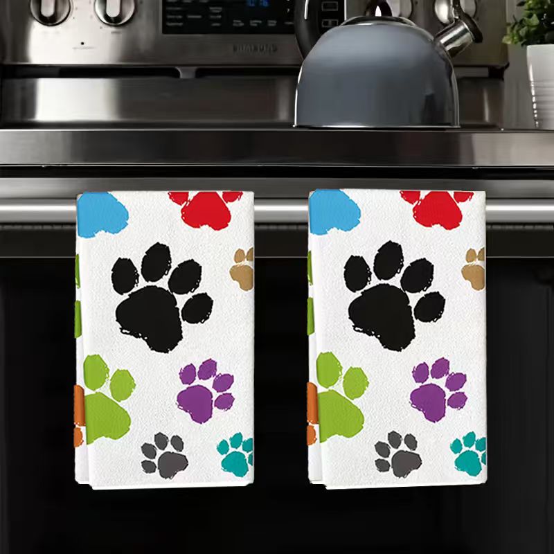 Home Cooking For Dogs - 2Pcs, Colorful Dog Paw Print Kitchen